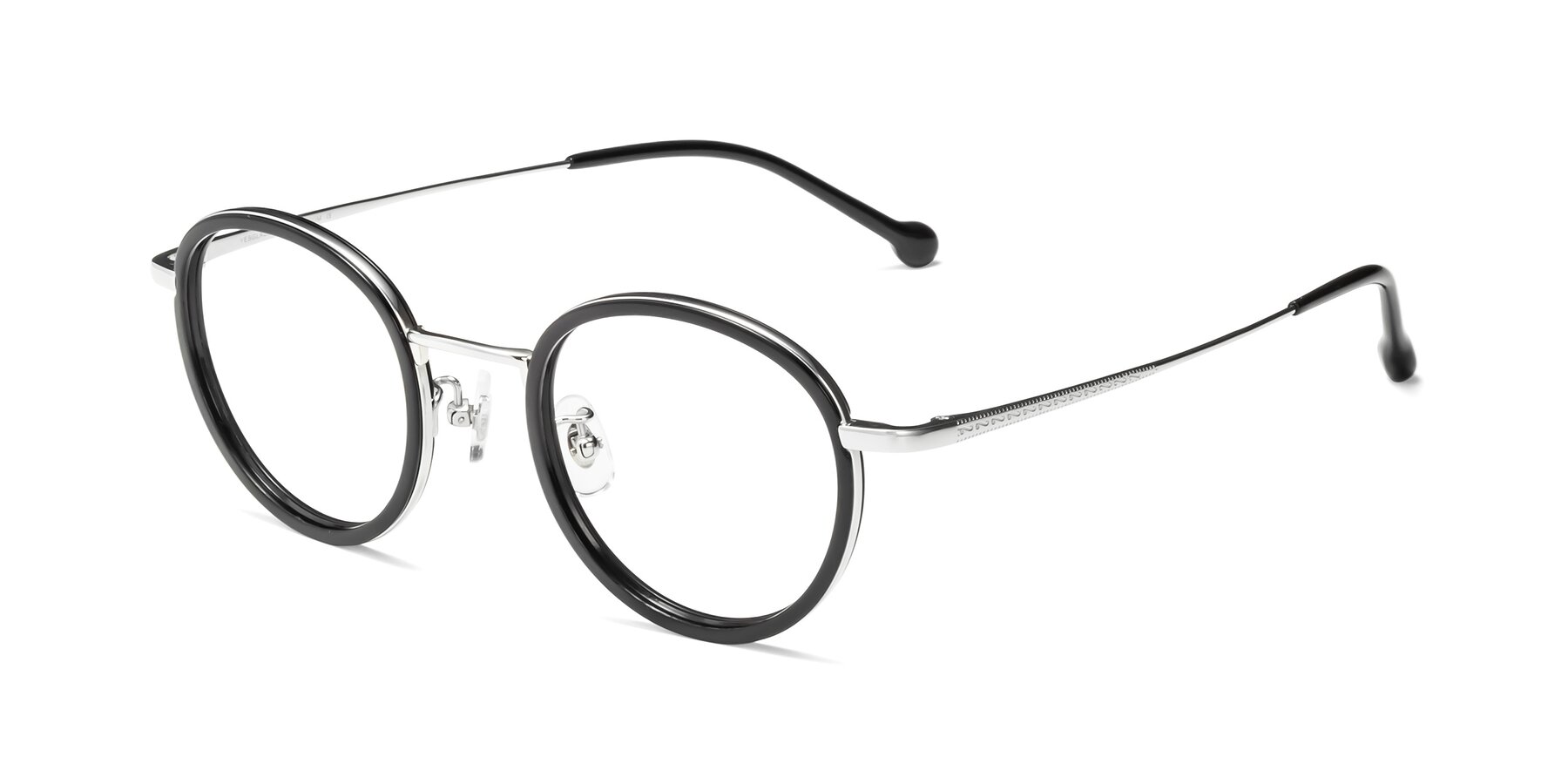 Angle of Troy in Black-Silver with Clear Reading Eyeglass Lenses