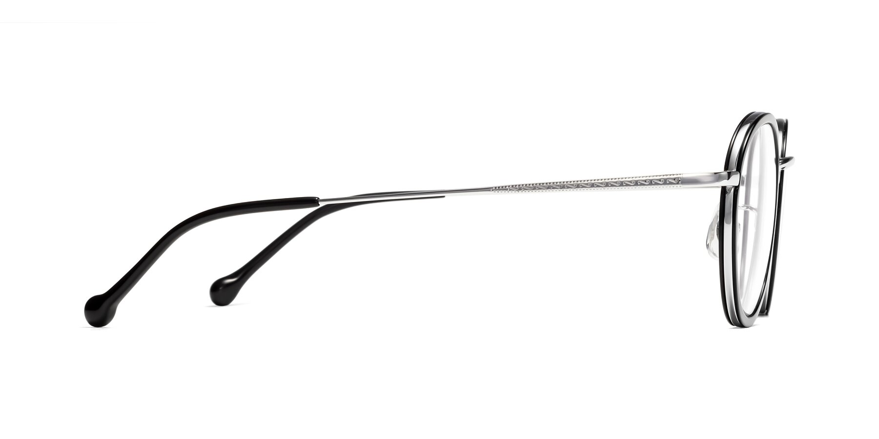 Side of Troy in Black-Silver with Clear Reading Eyeglass Lenses