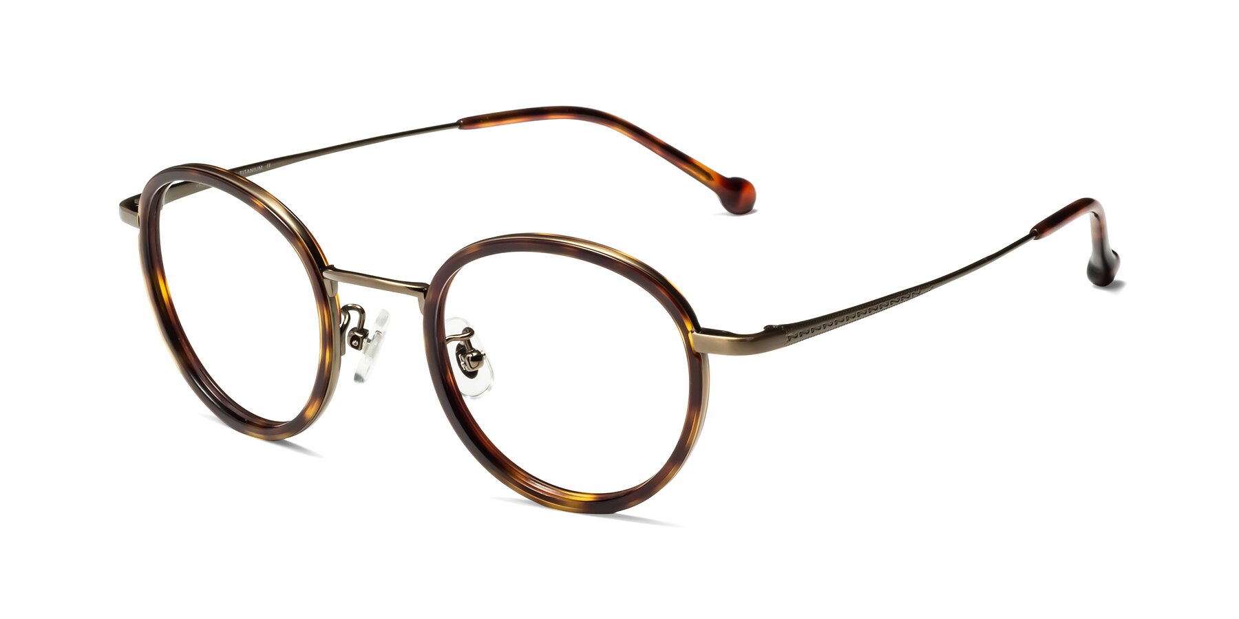 Angle of Troy in Bronze-Tortoise with Clear Eyeglass Lenses