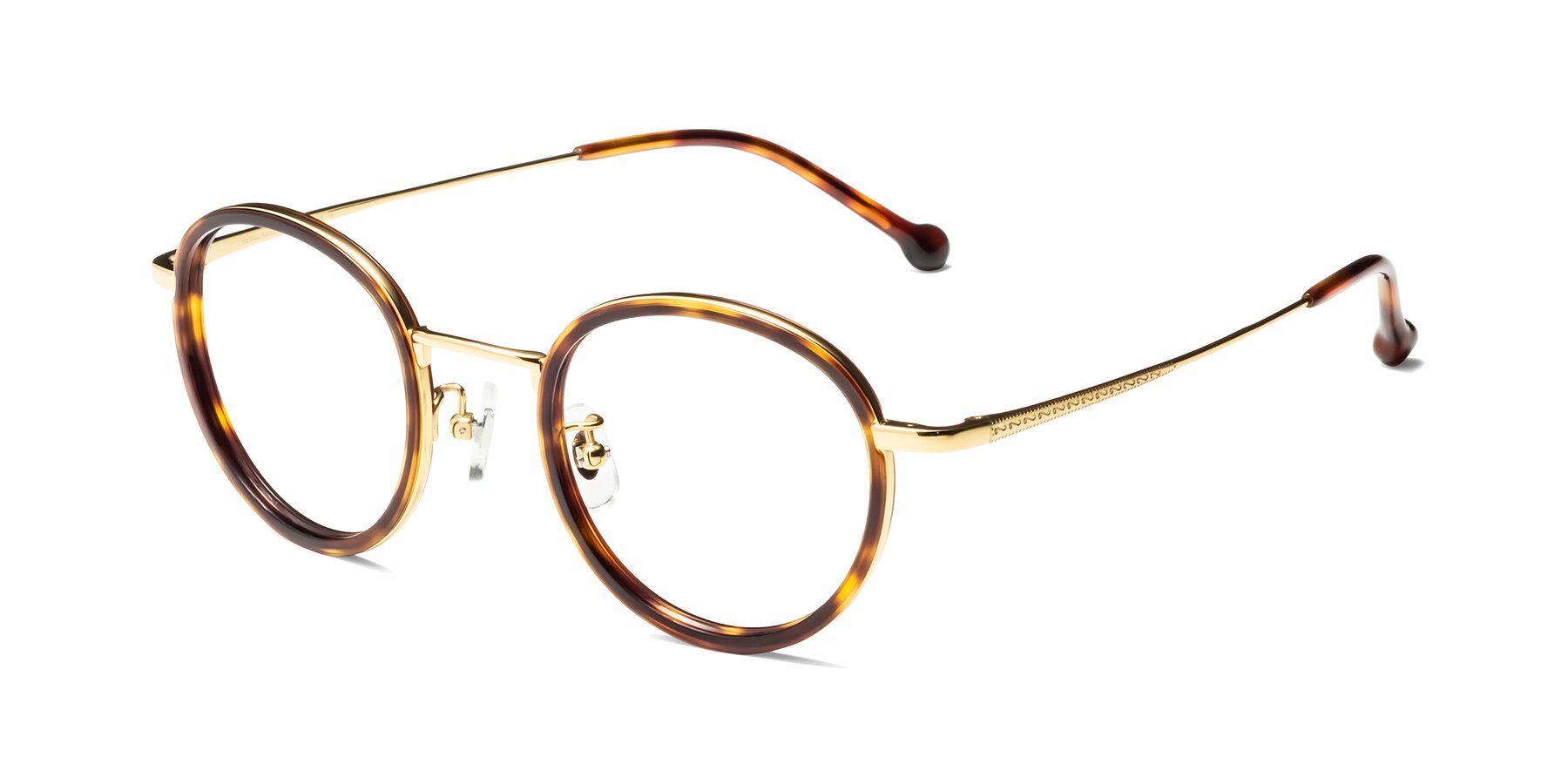 Angle of Troy in Gold-Tortoise with Clear Eyeglass Lenses
