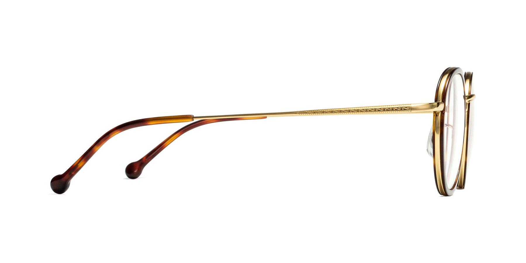 Side of Troy in Gold-Tortoise with Clear Eyeglass Lenses