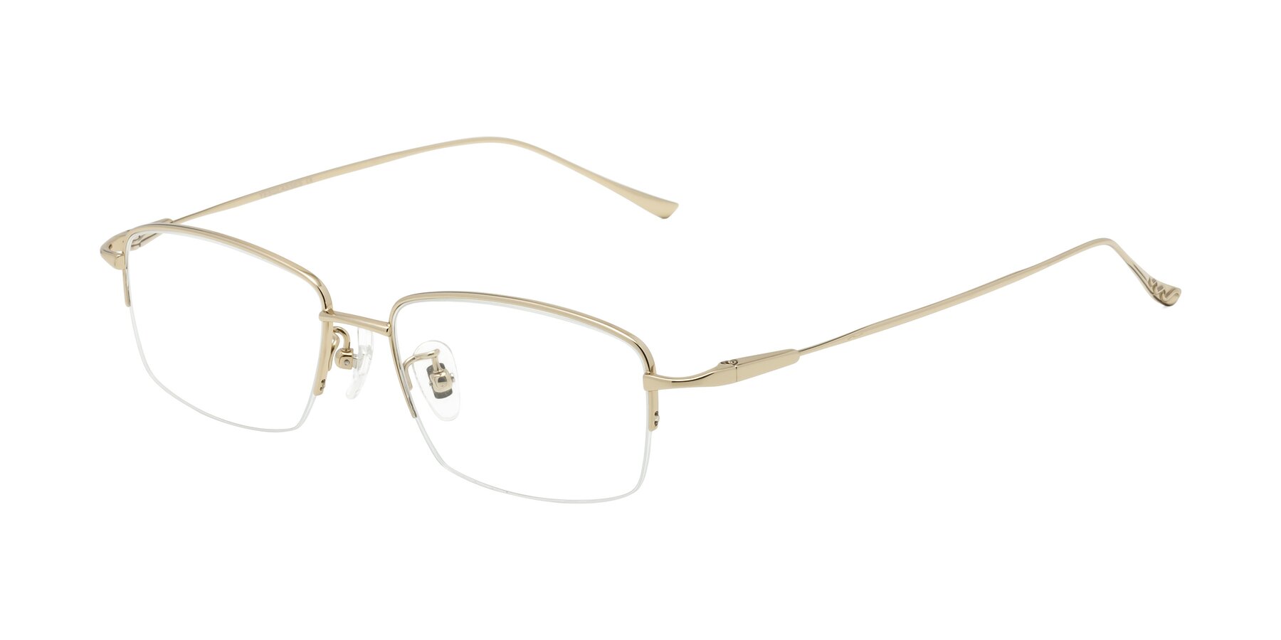 Angle of Duke in Gold with Clear Reading Eyeglass Lenses