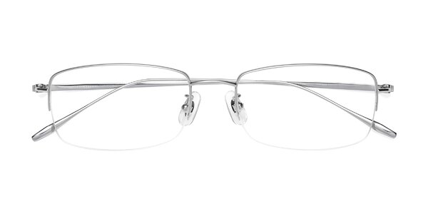 Silver Titanium Rectangle Semi-Rimless Eyeglasses - Duke
