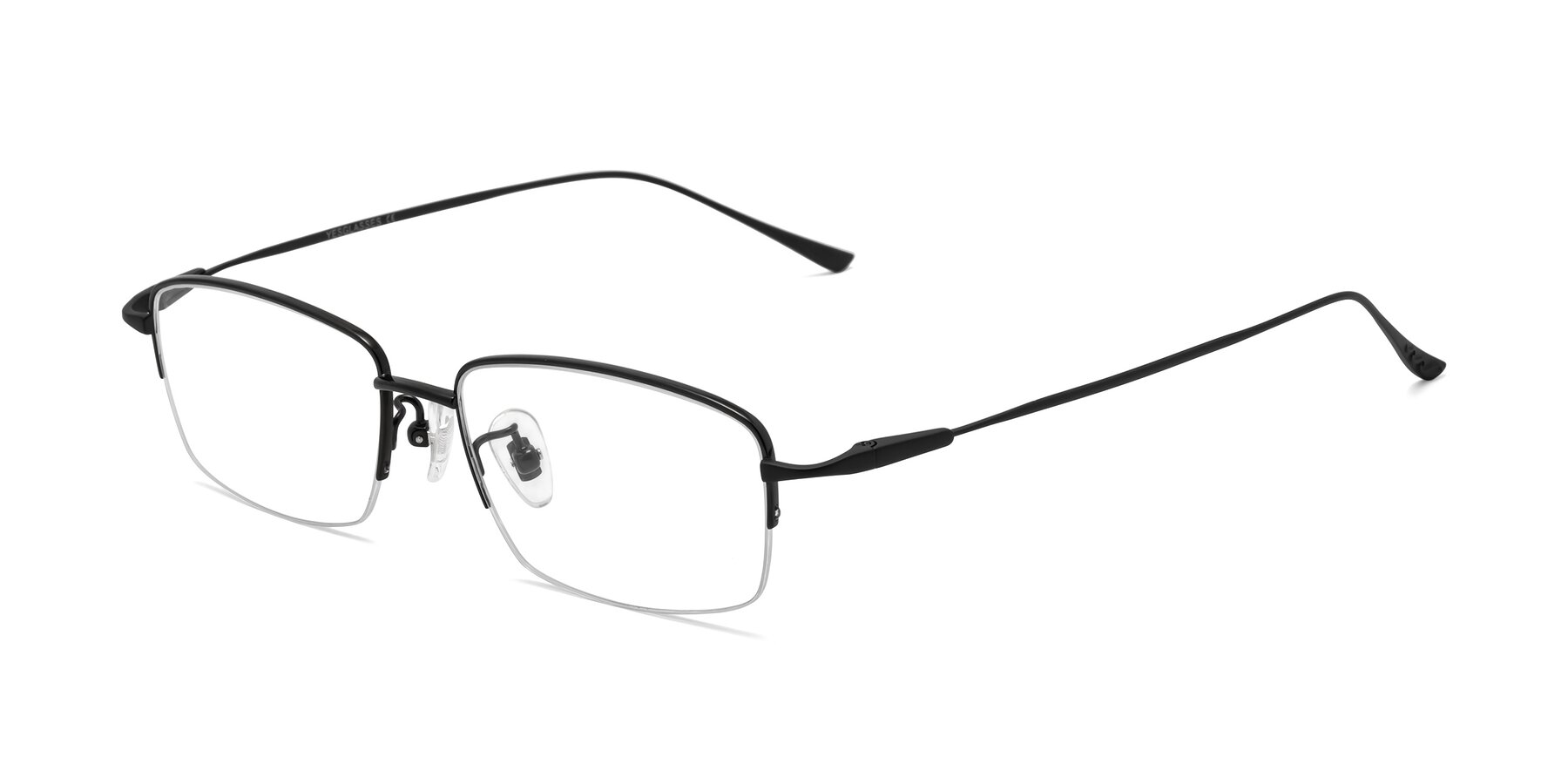 Angle of Duke in Black with Clear Reading Eyeglass Lenses