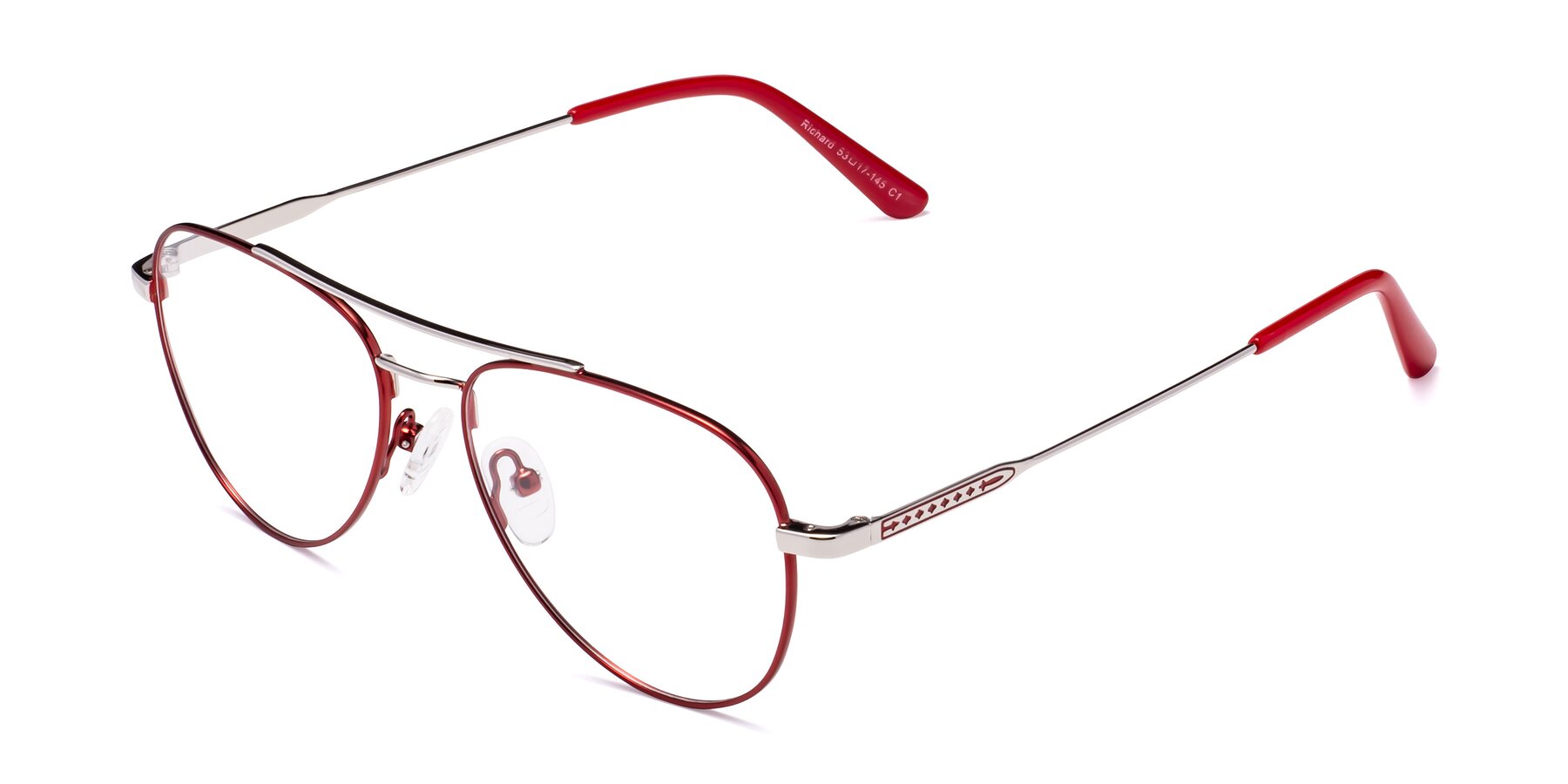Angle of Richard in Red-Silver with Clear Reading Eyeglass Lenses