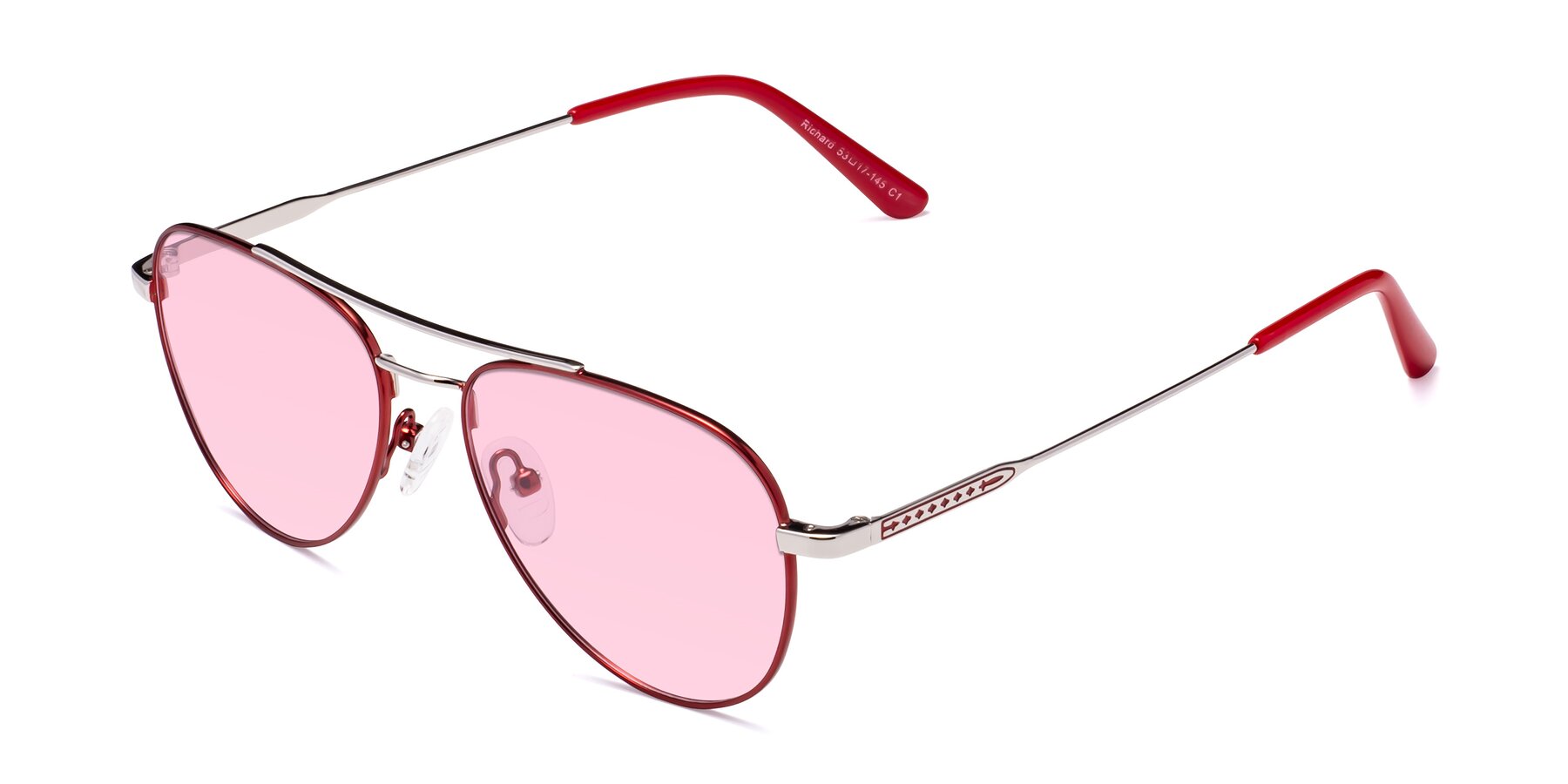 Angle of Richard in Red-Silver with Light Pink Tinted Lenses