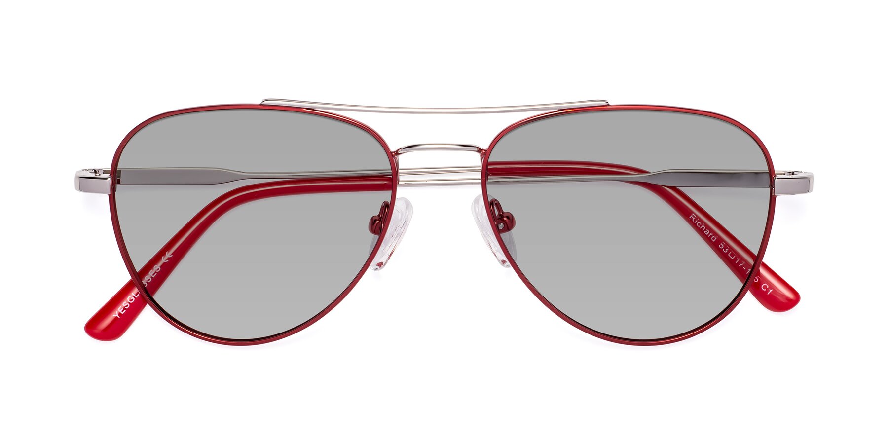 Folded Front of Richard in Red-Silver with Light Gray Tinted Lenses