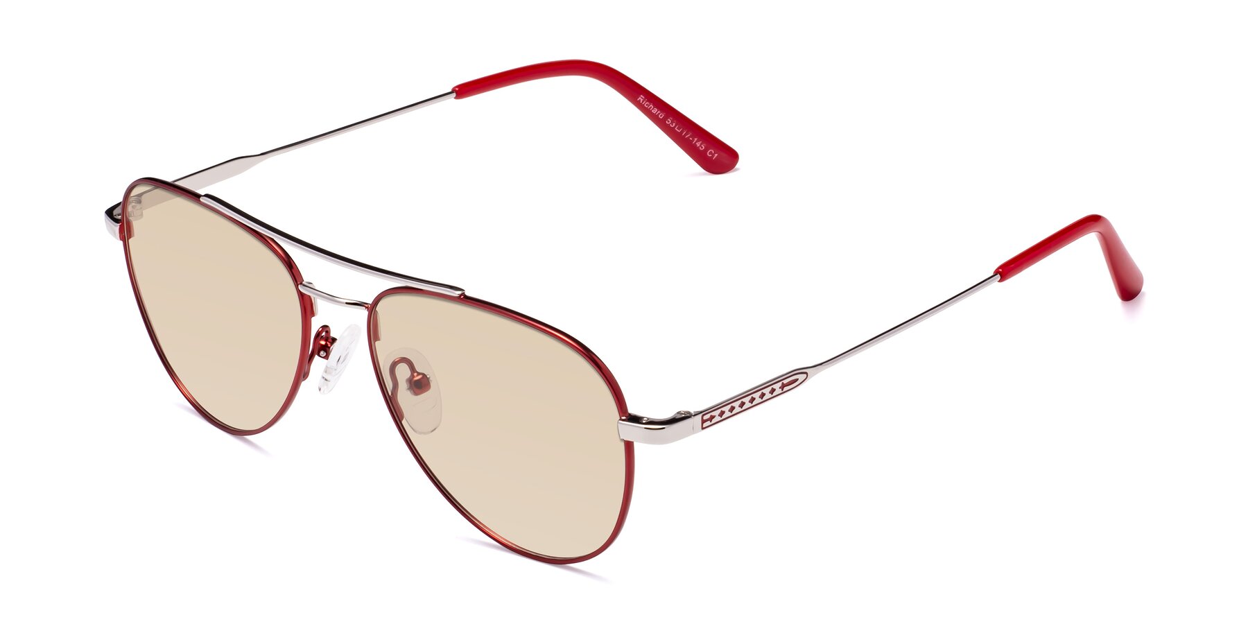 Angle of Richard in Red-Silver with Light Brown Tinted Lenses