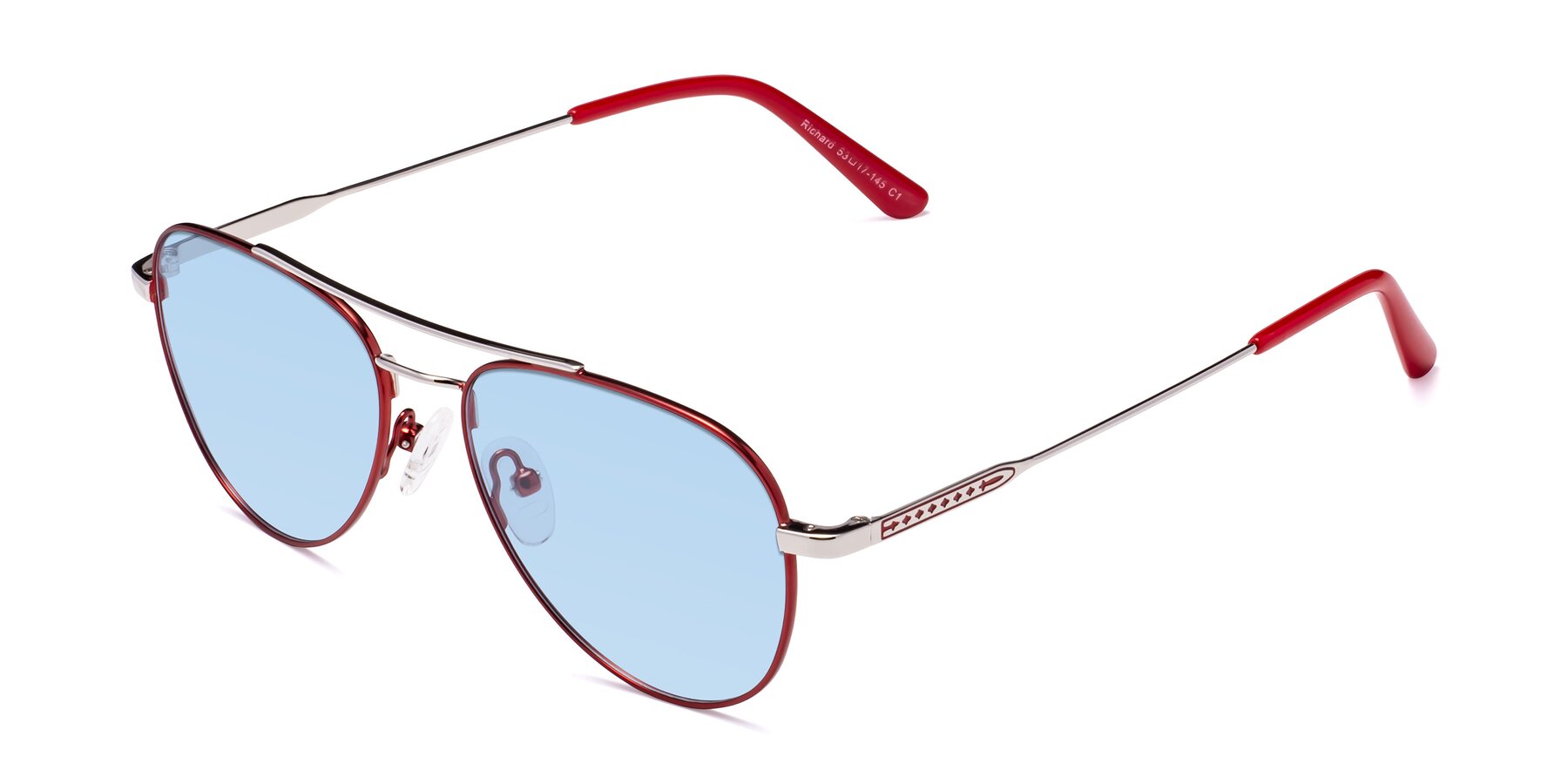 Angle of Richard in Red-Silver with Light Blue Tinted Lenses
