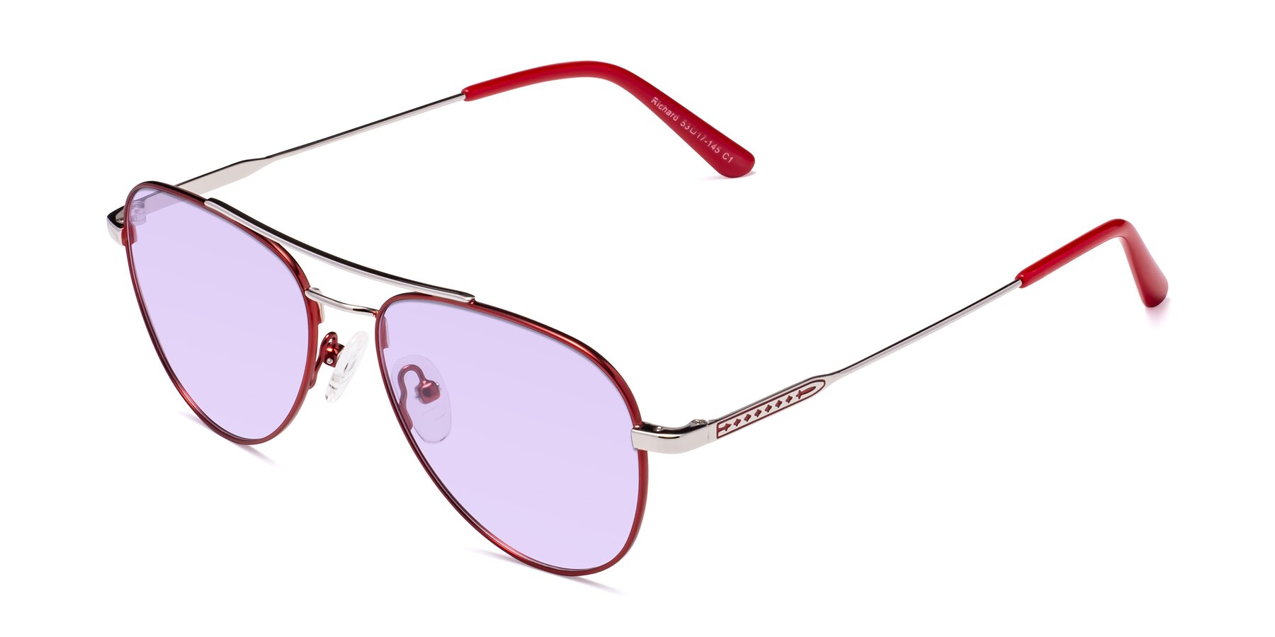 Angle of Richard in Red-Silver with Light Purple Tinted Lenses