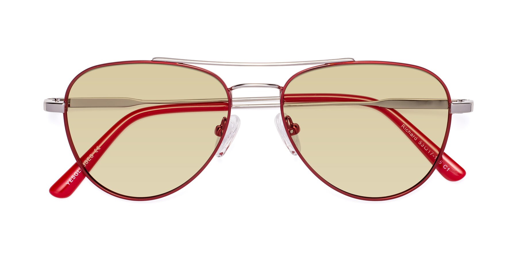 Folded Front of Richard in Red-Silver with Light Champagne Tinted Lenses