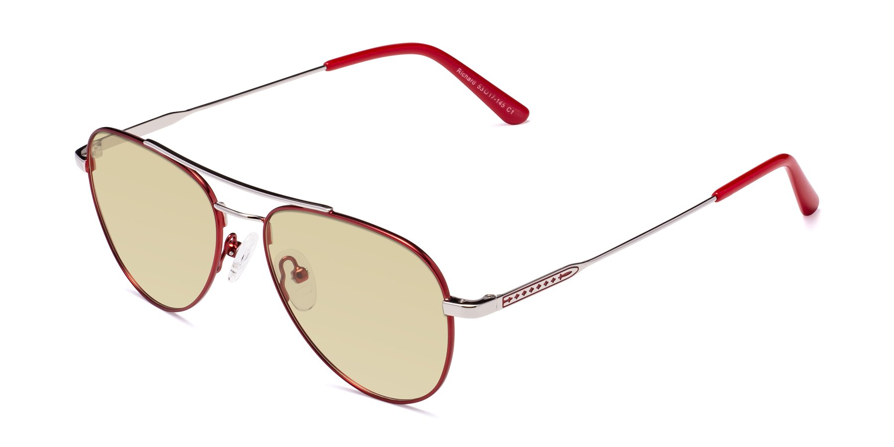Angle of Richard in Red-Silver with Light Champagne Tinted Lenses