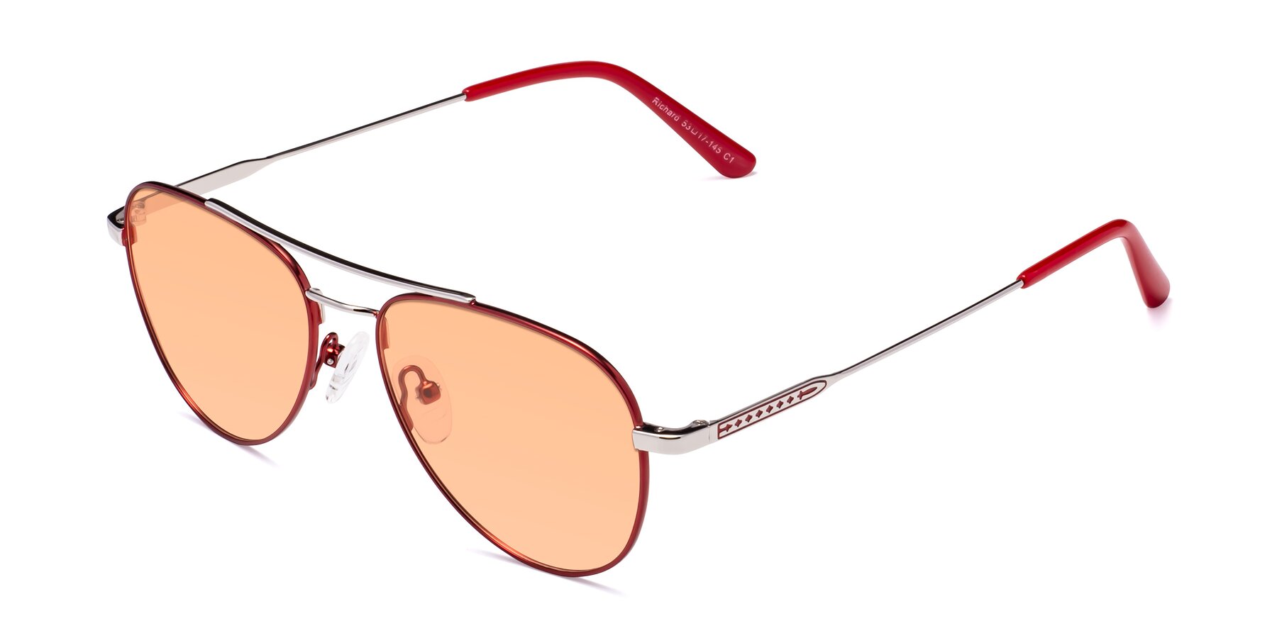 Angle of Richard in Red-Silver with Light Orange Tinted Lenses