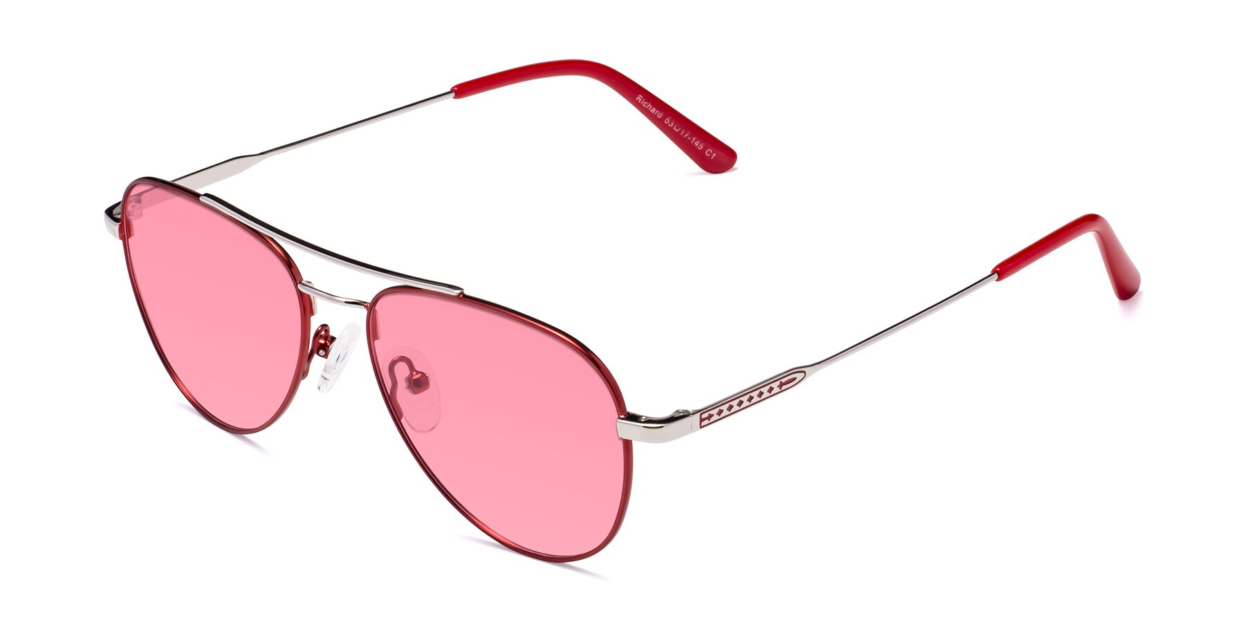 Angle of Richard in Red-Silver with Pink Tinted Lenses