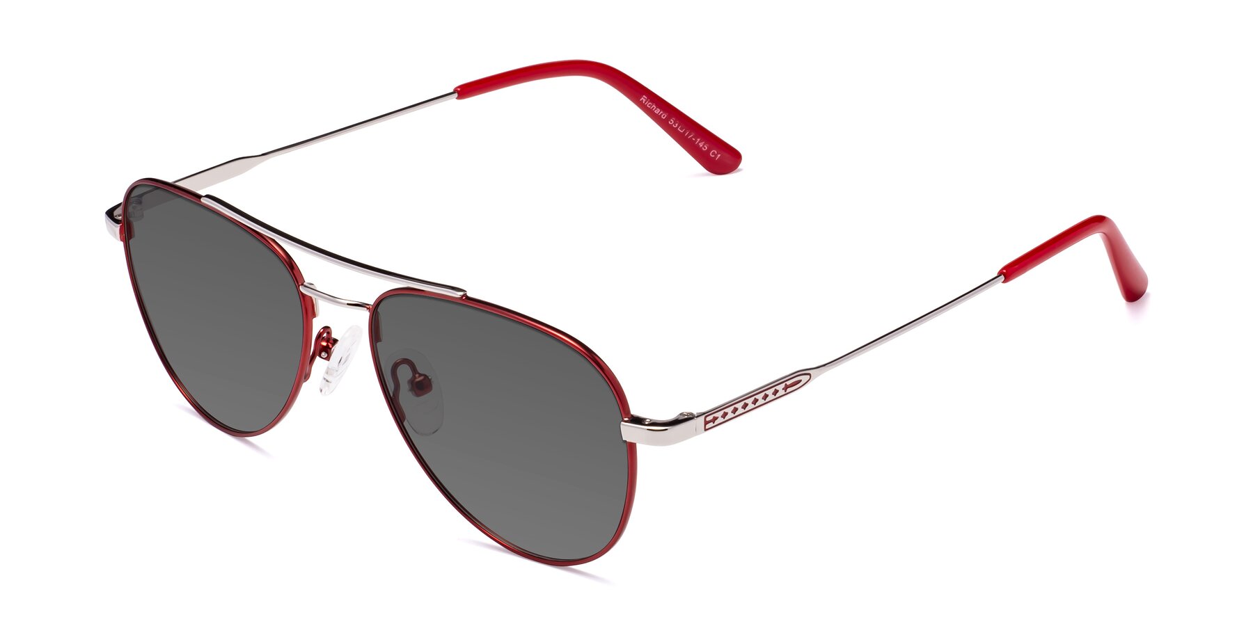 Angle of Richard in Red-Silver with Medium Gray Tinted Lenses