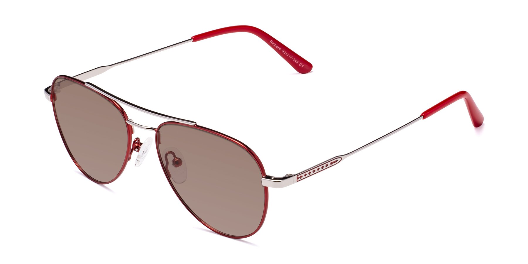 Angle of Richard in Red-Silver with Medium Brown Tinted Lenses