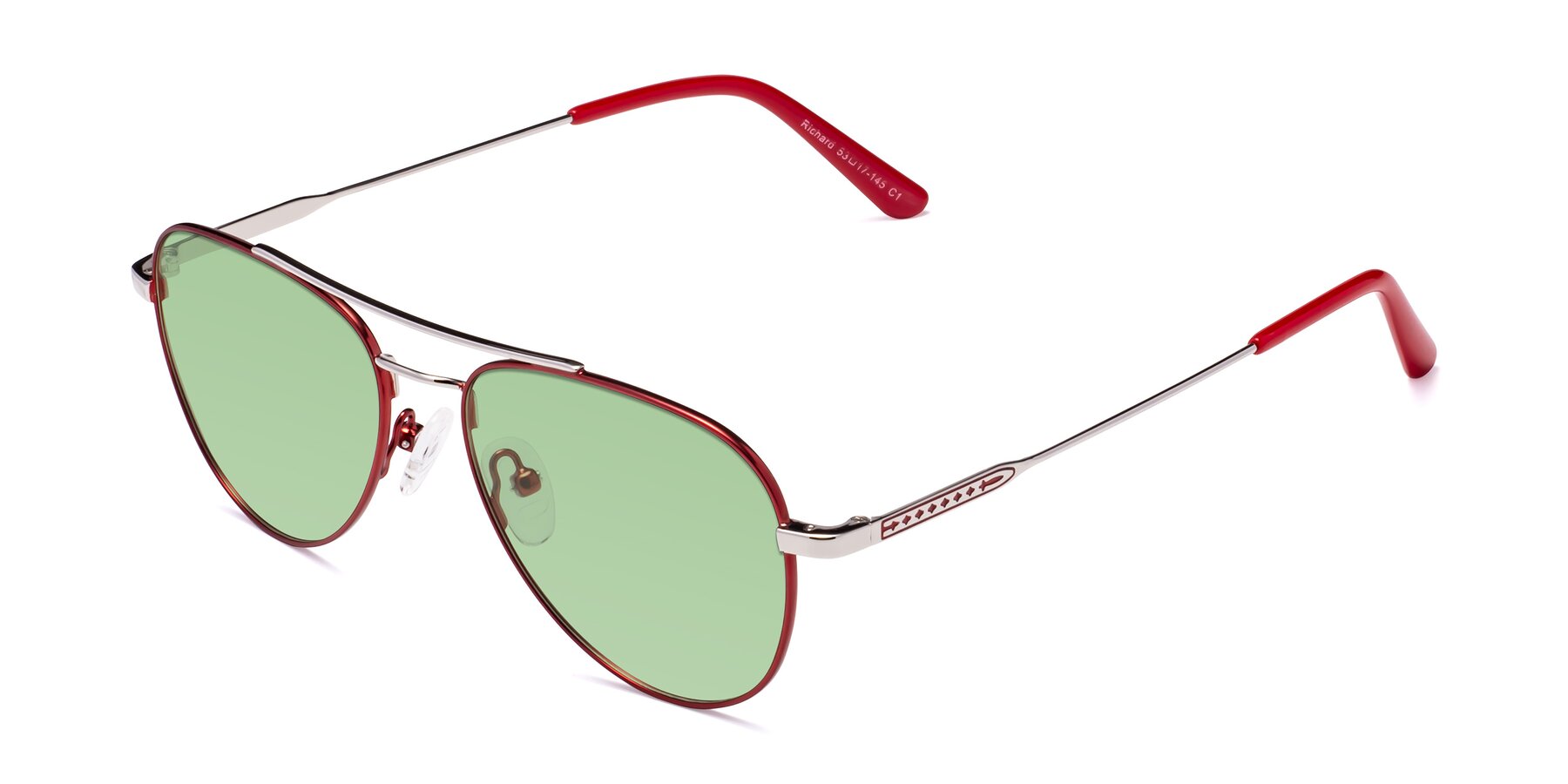 Angle of Richard in Red-Silver with Medium Green Tinted Lenses