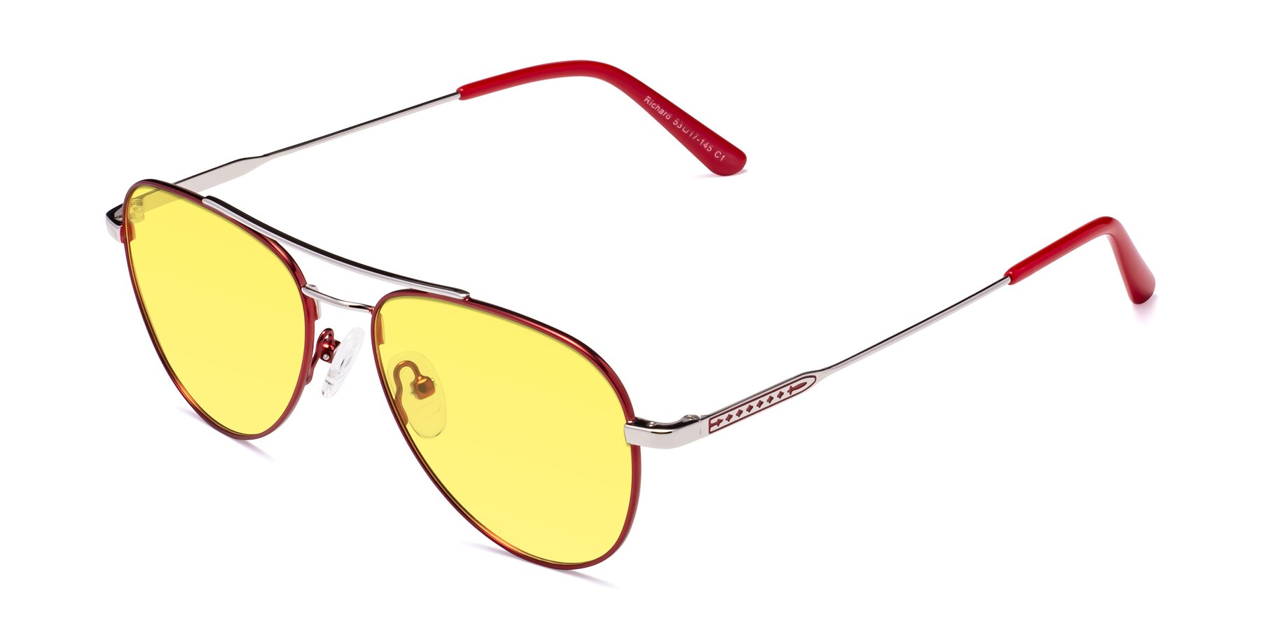 Angle of Richard in Red-Silver with Medium Yellow Tinted Lenses
