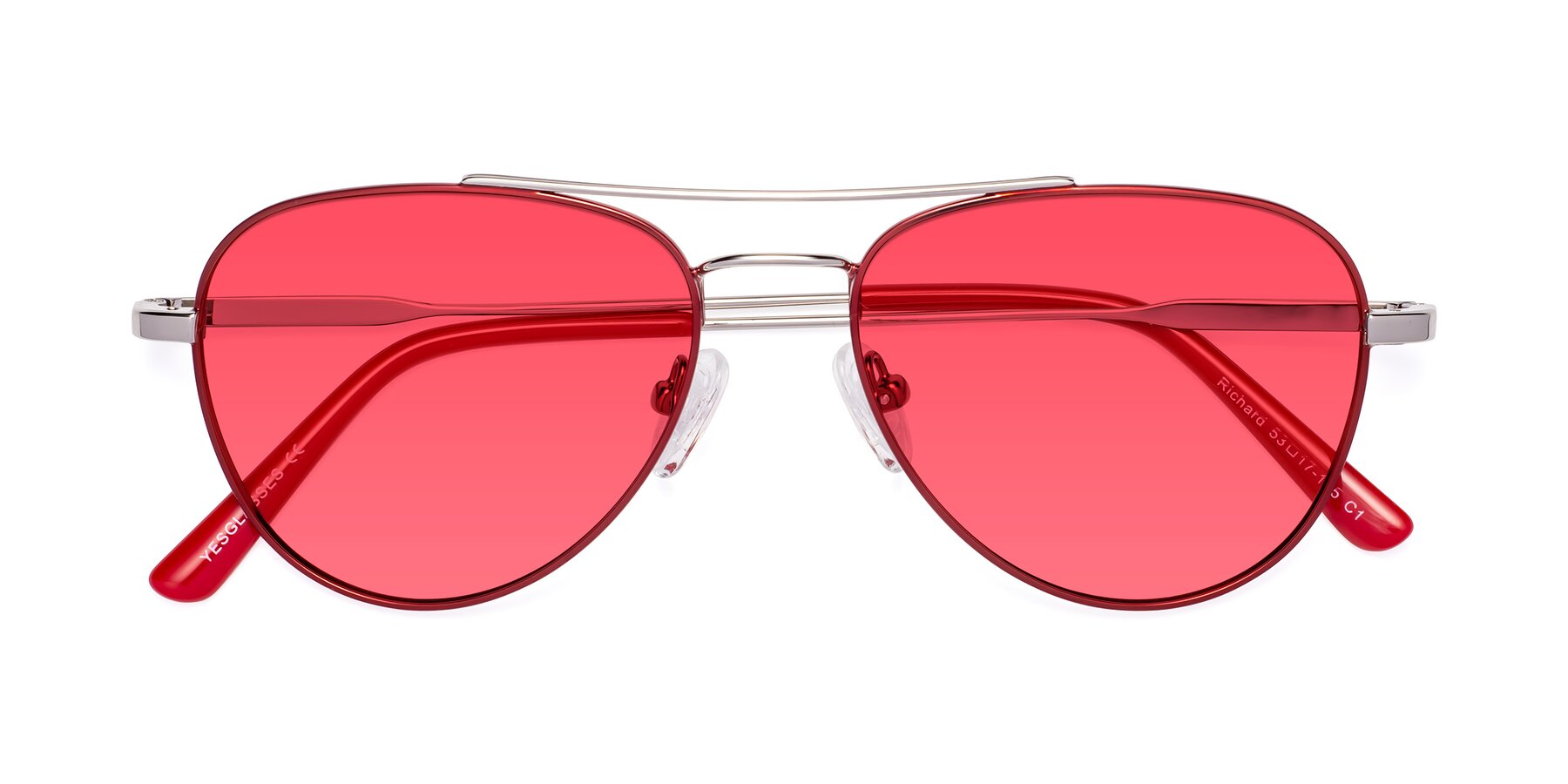 Folded Front of Richard in Red-Silver with Red Tinted Lenses