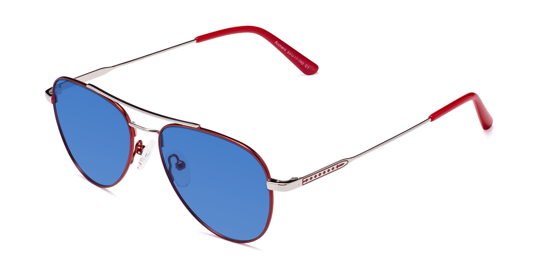 Angle of Richard in Red-Silver with Blue Tinted Lenses