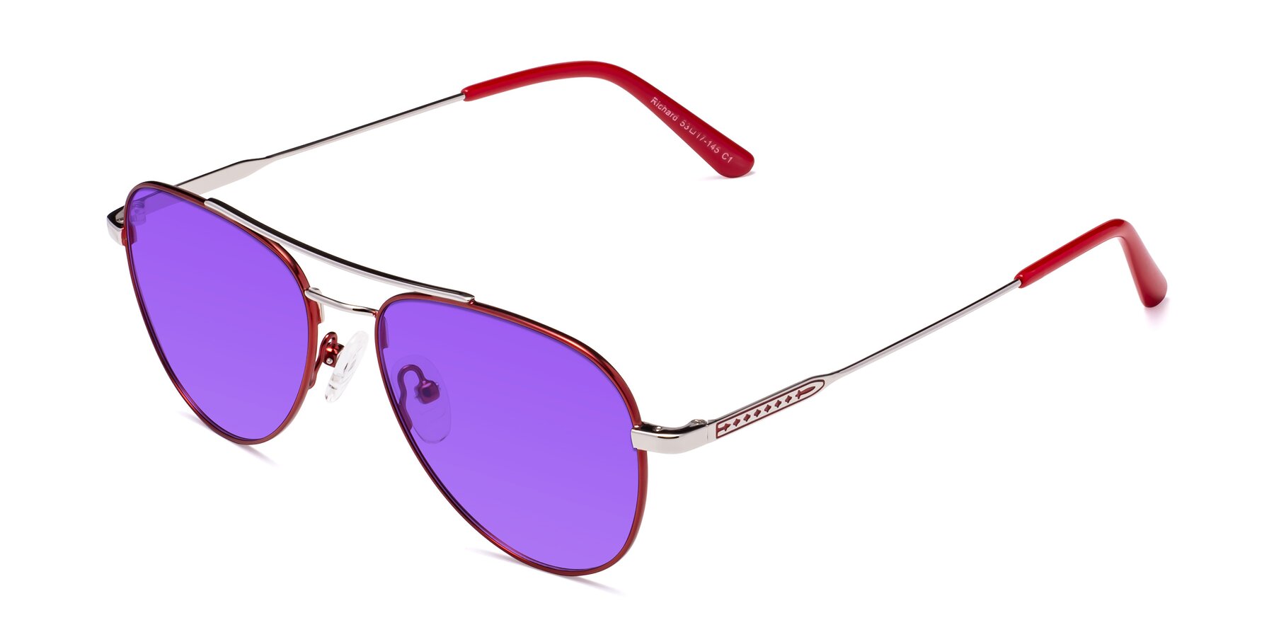 Angle of Richard in Red-Silver with Purple Tinted Lenses