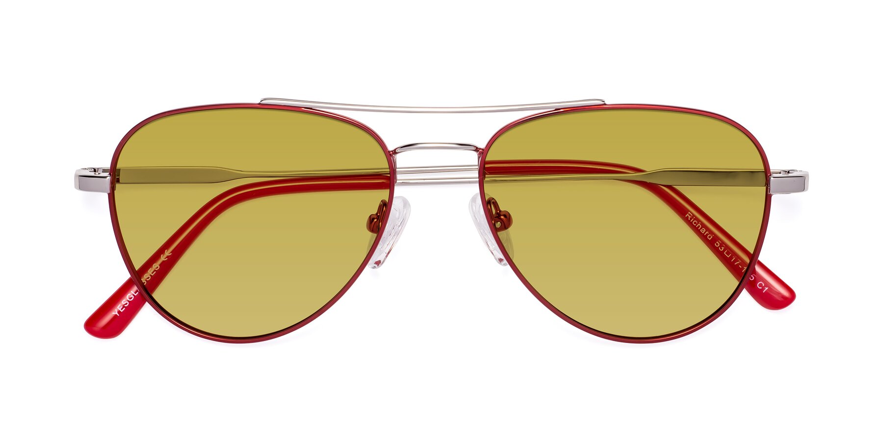 Folded Front of Richard in Red-Silver with Champagne Tinted Lenses