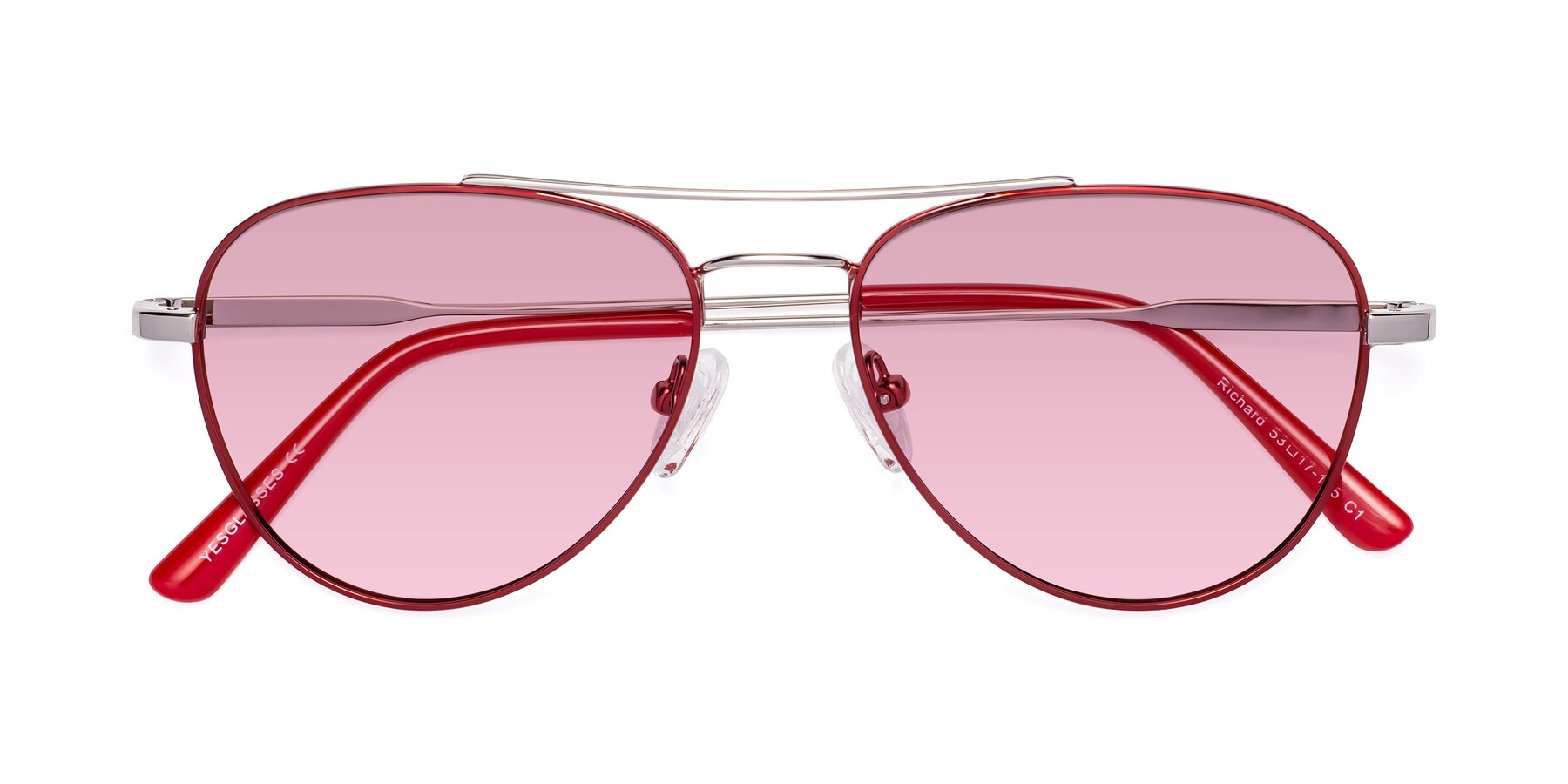 Folded Front of Richard in Red-Silver with Light Wine Tinted Lenses