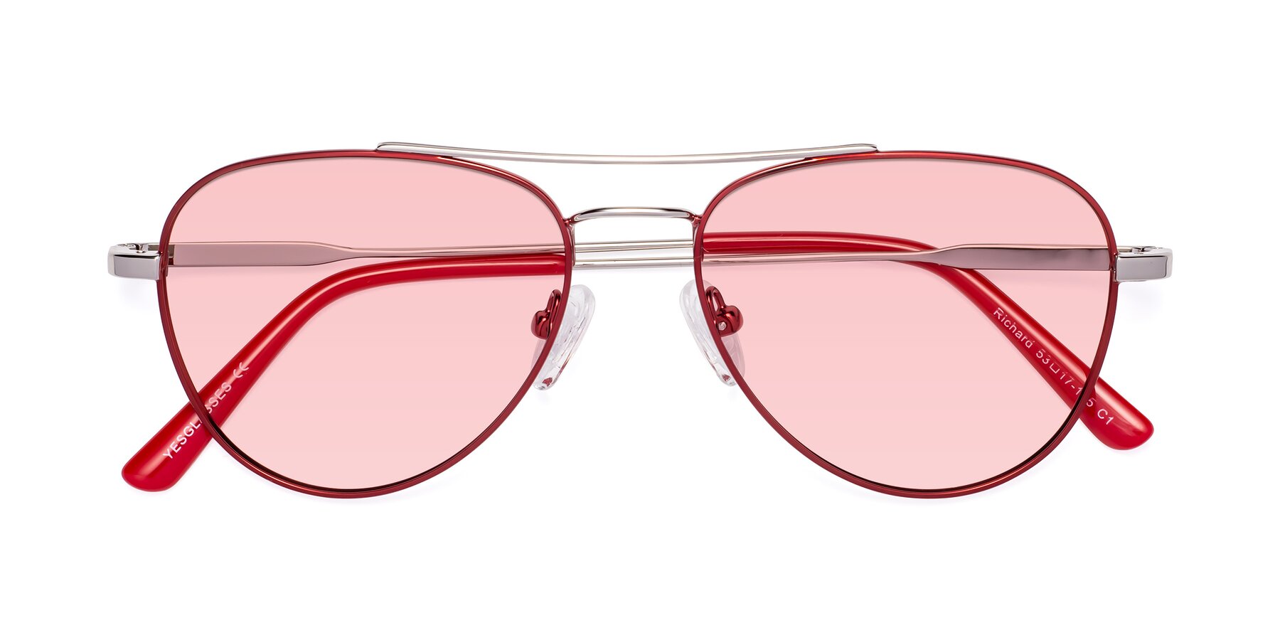 Folded Front of Richard in Red-Silver with Light Garnet Tinted Lenses