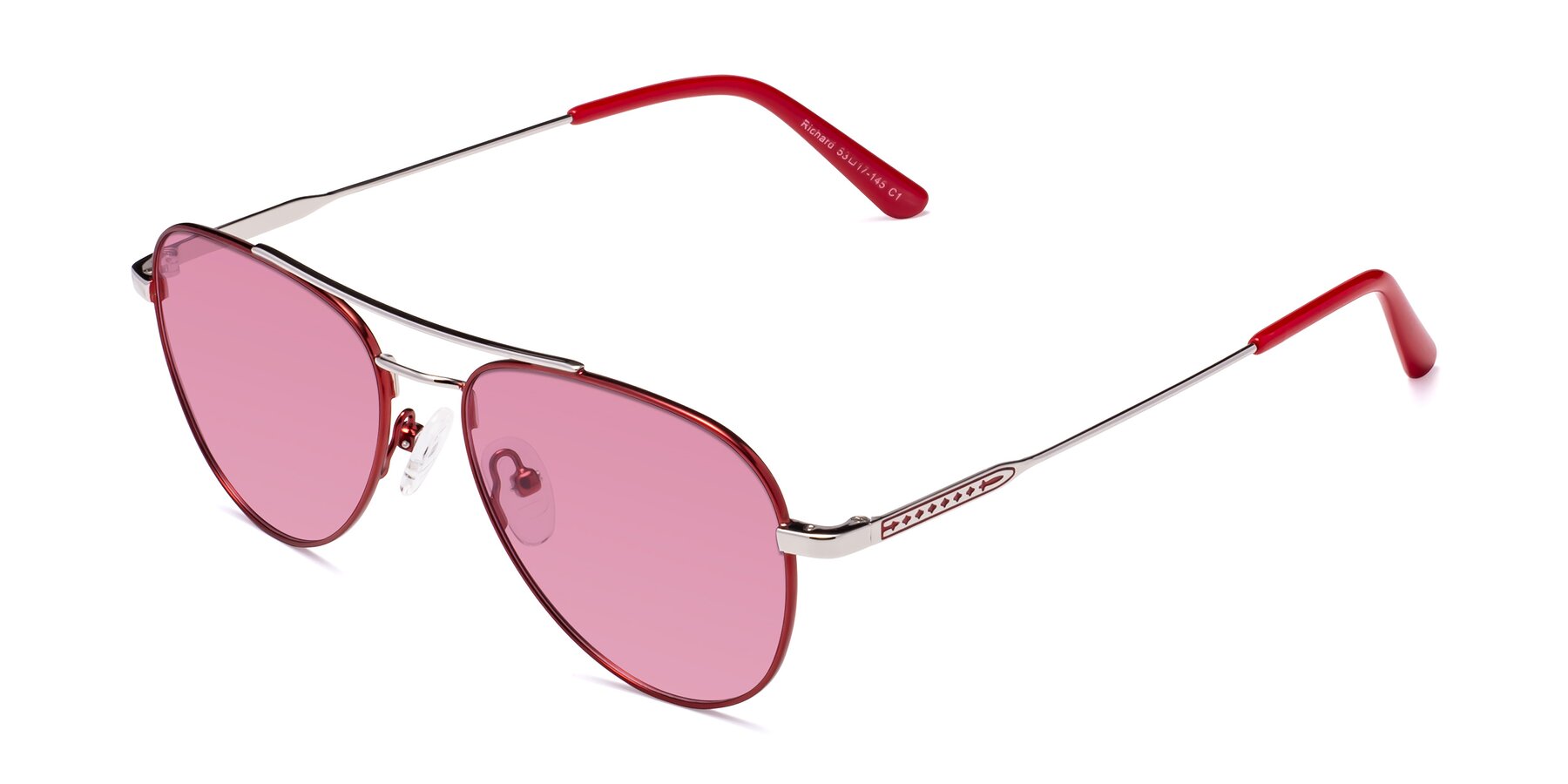 Angle of Richard in Red-Silver with Medium Wine Tinted Lenses