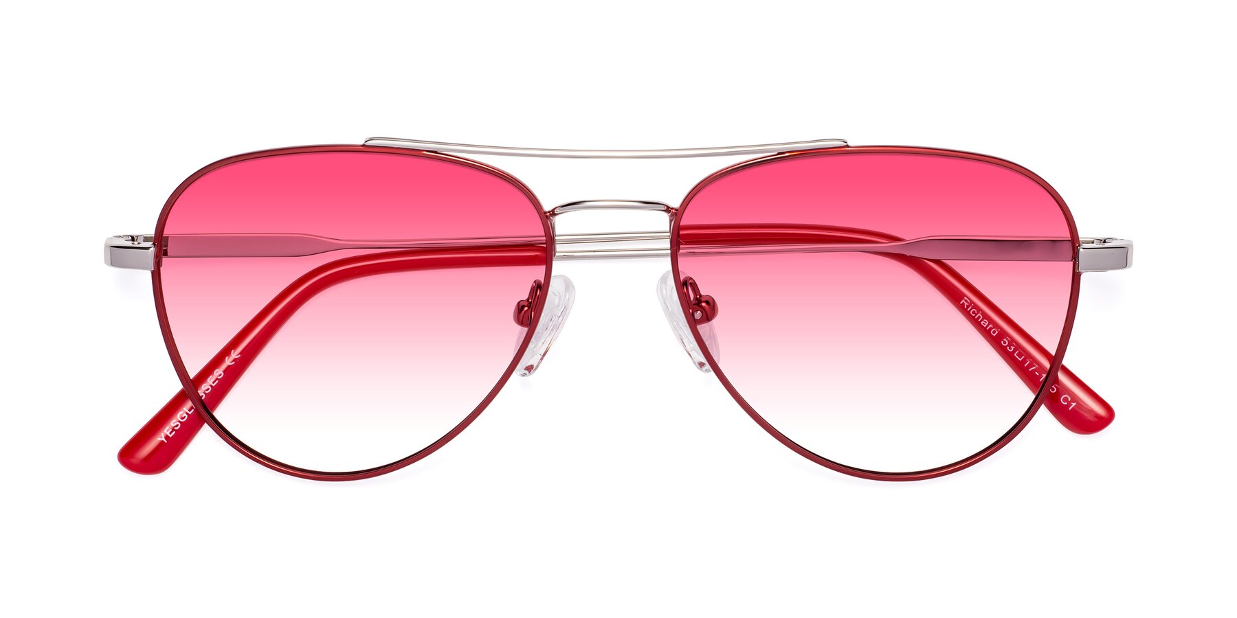Folded Front of Richard in Red-Silver with Pink Gradient Lenses