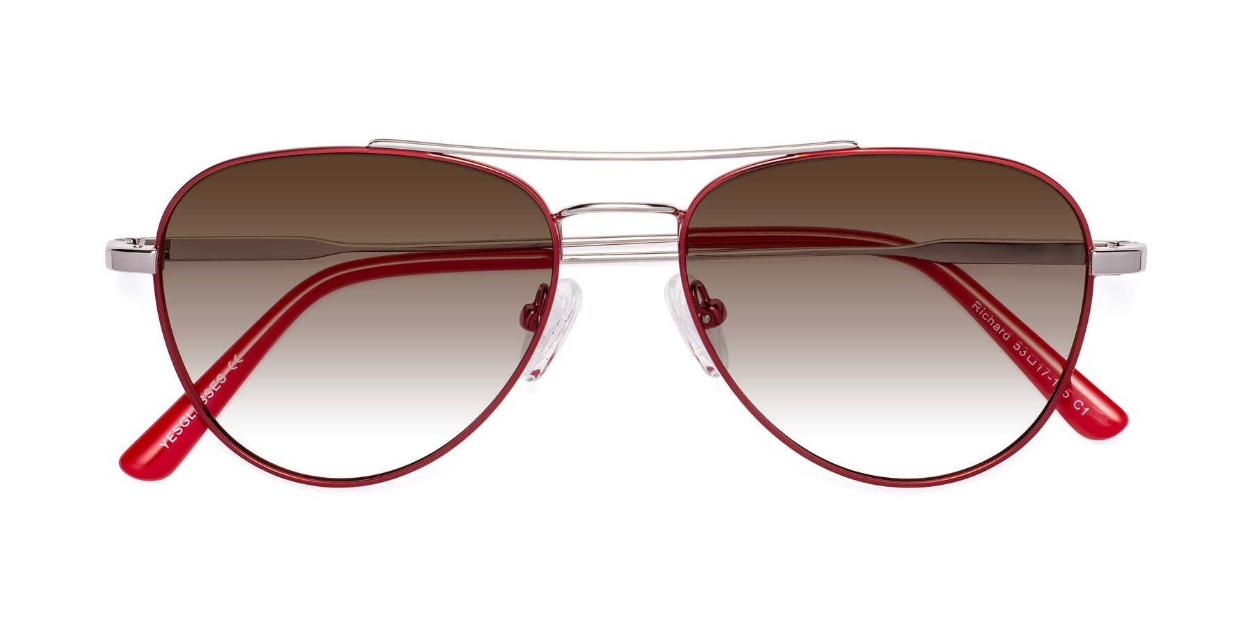 Folded Front of Richard in Red-Silver with Brown Gradient Lenses