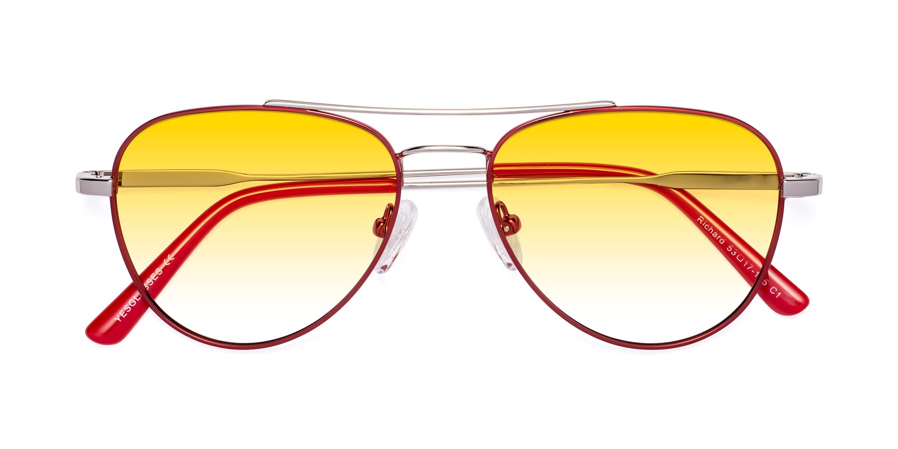 Folded Front of Richard in Red-Silver with Yellow Gradient Lenses