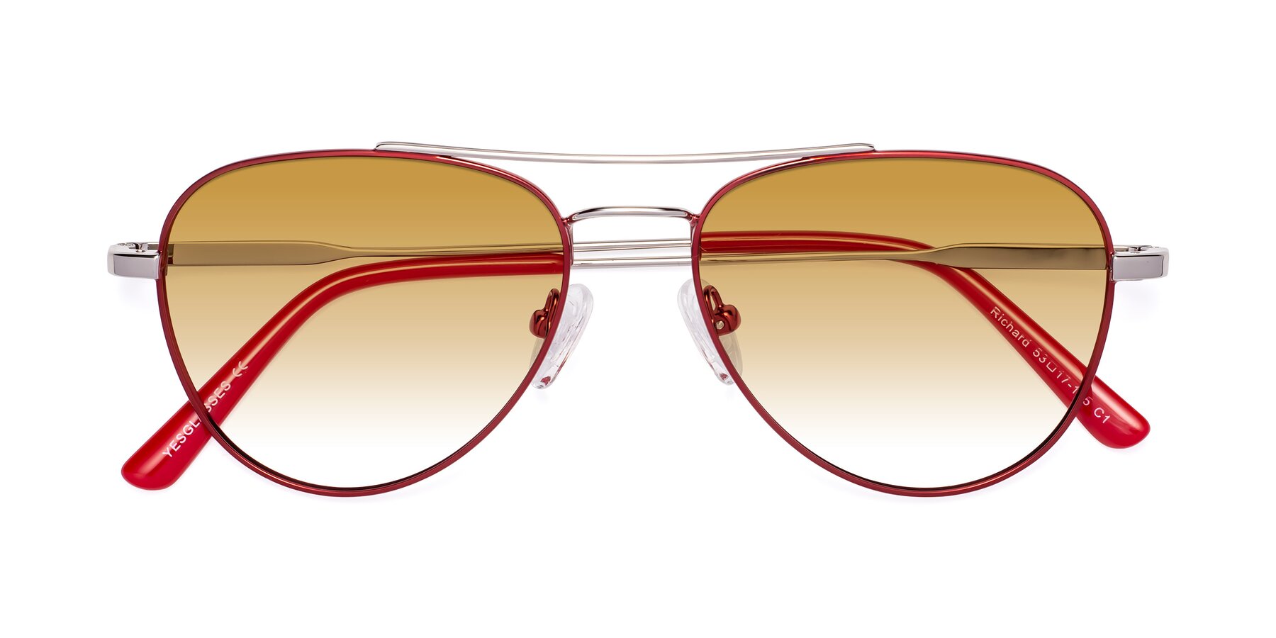 Folded Front of Richard in Red-Silver with Champagne Gradient Lenses