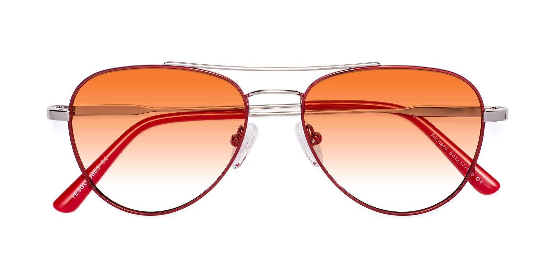 Folded Front of Richard in Red-Silver with Orange Gradient Lenses