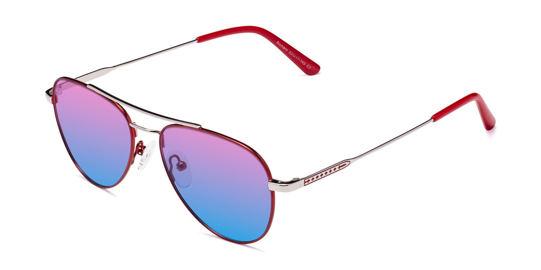 Angle of Richard in Red-Silver with Pink / Blue Gradient Lenses