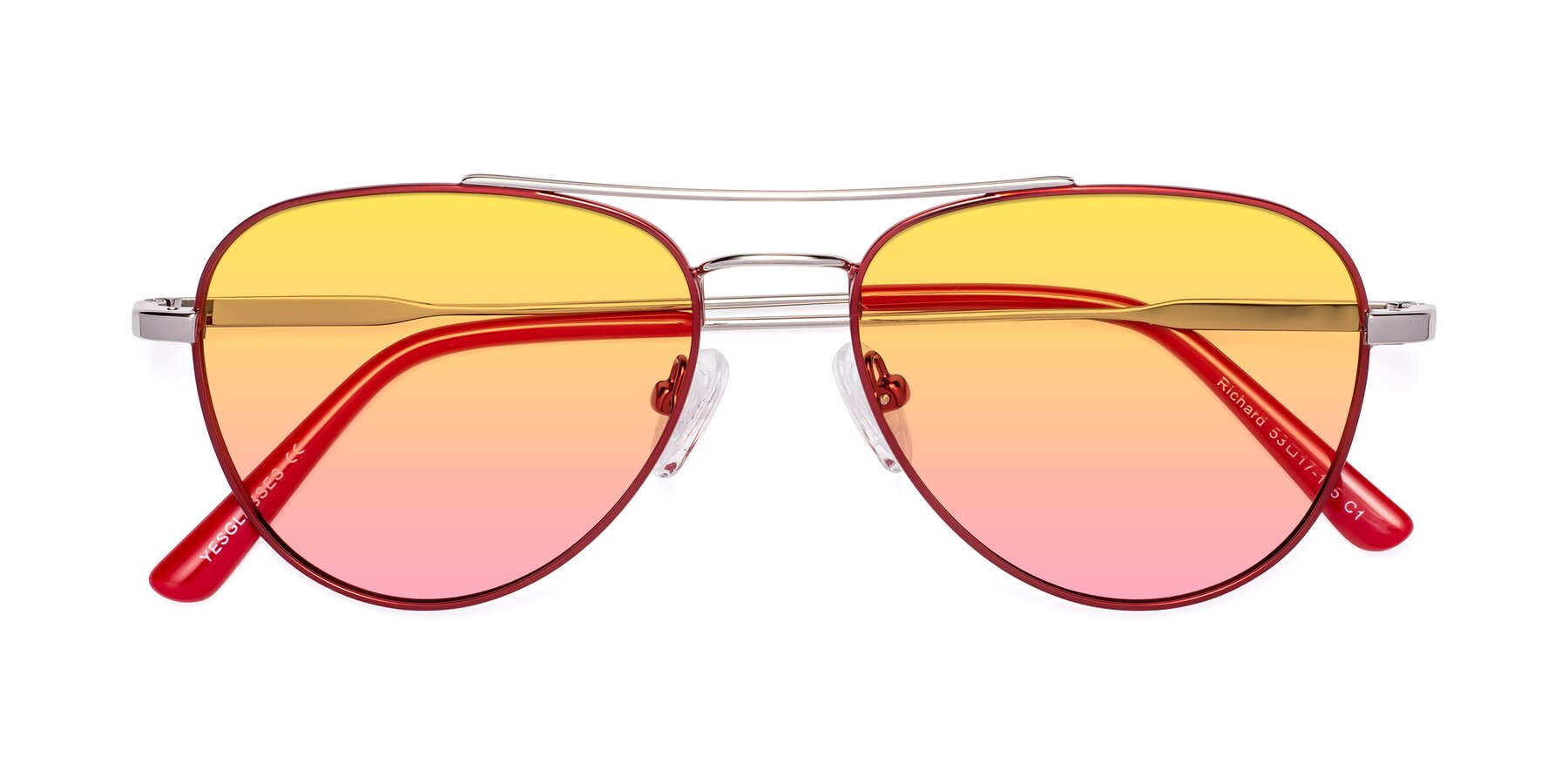 Folded Front of Richard in Red-Silver with Yellow / Pink Gradient Lenses