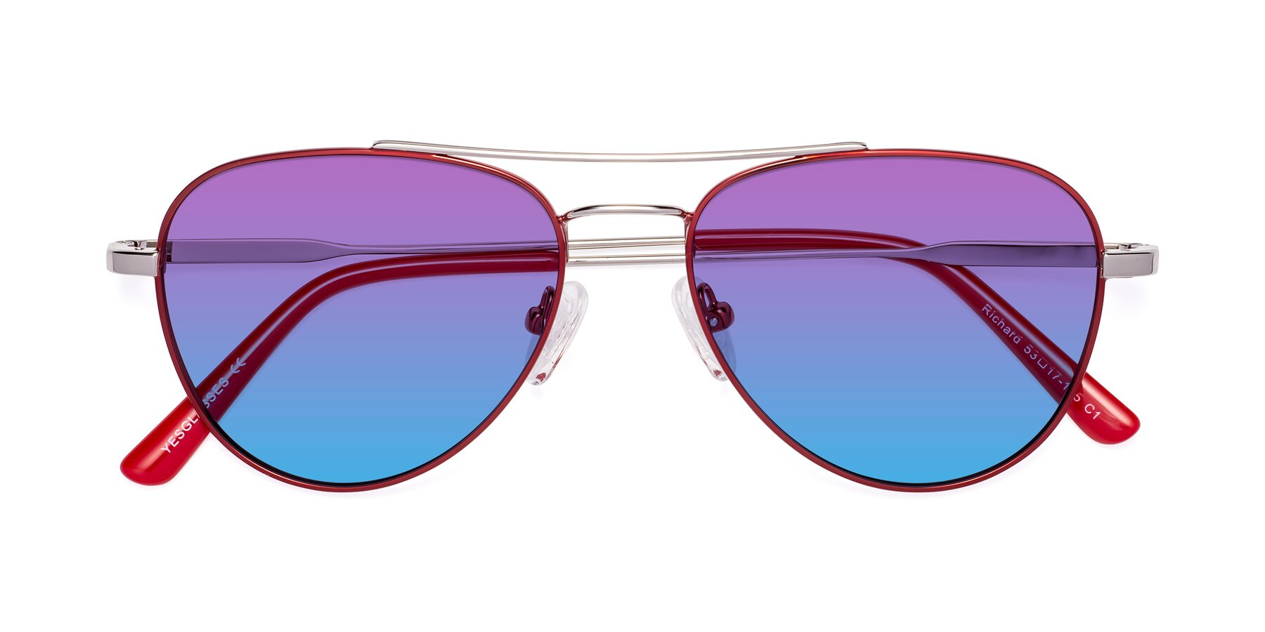 Folded Front of Richard in Red-Silver with Purple / Blue Gradient Lenses