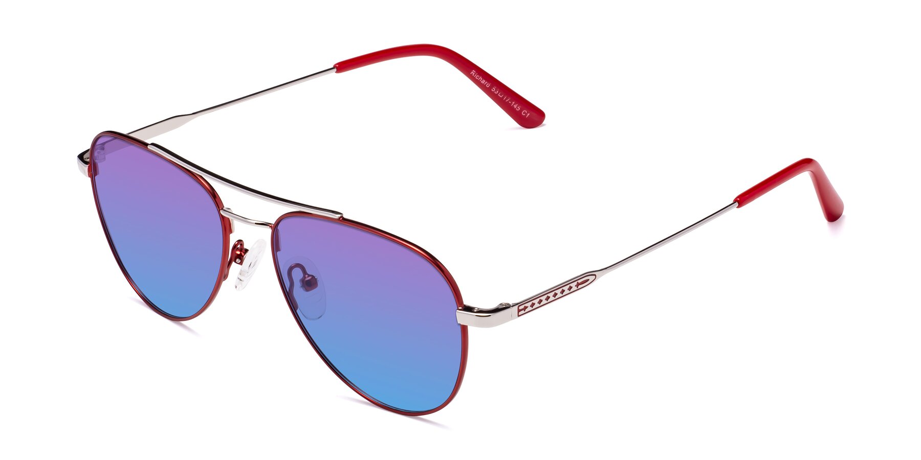 Angle of Richard in Red-Silver with Purple / Blue Gradient Lenses