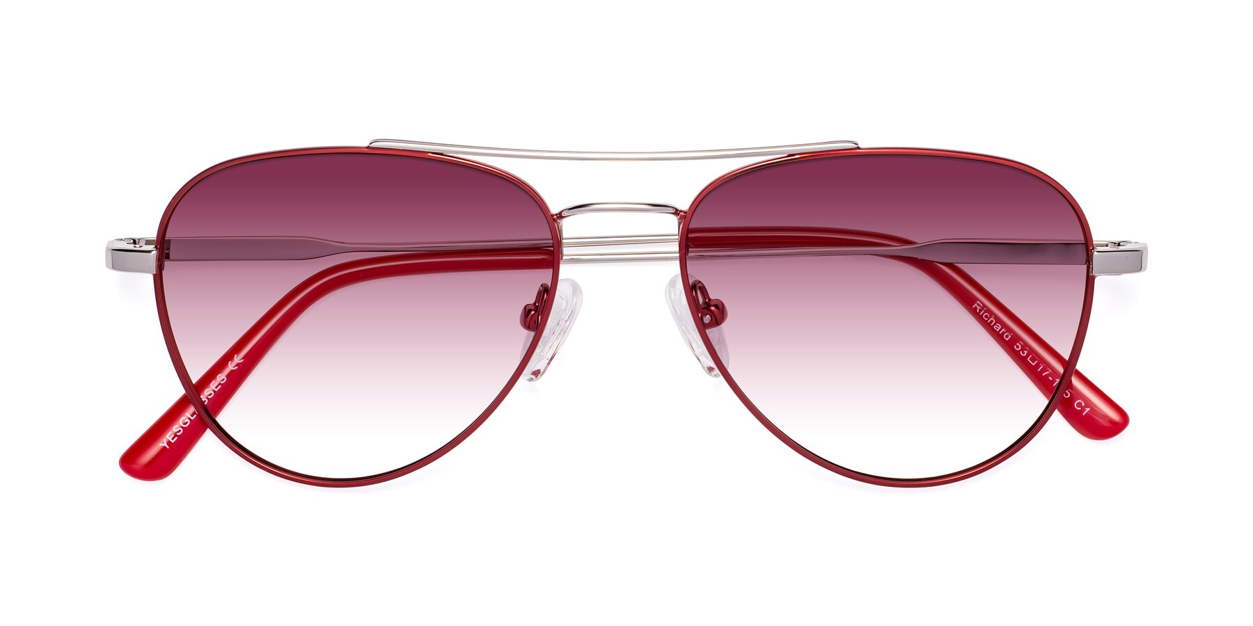 Folded Front of Richard in Red-Silver with Wine Gradient Lenses