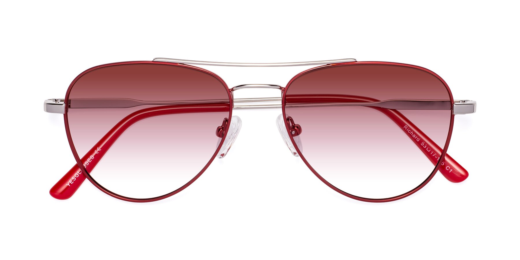 Folded Front of Richard in Red-Silver with Garnet Gradient Lenses