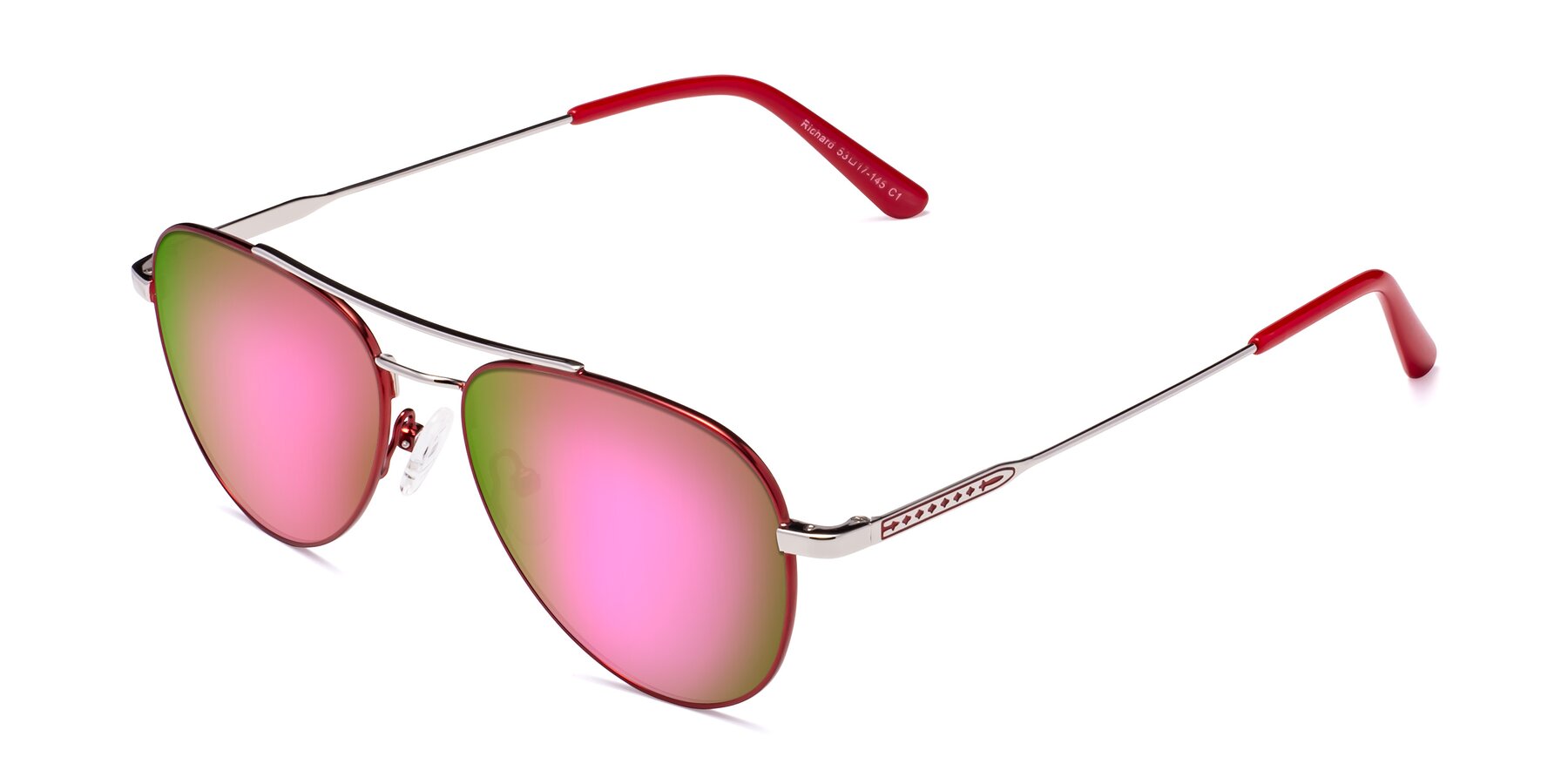 Angle of Richard in Red-Silver with Pink Mirrored Lenses