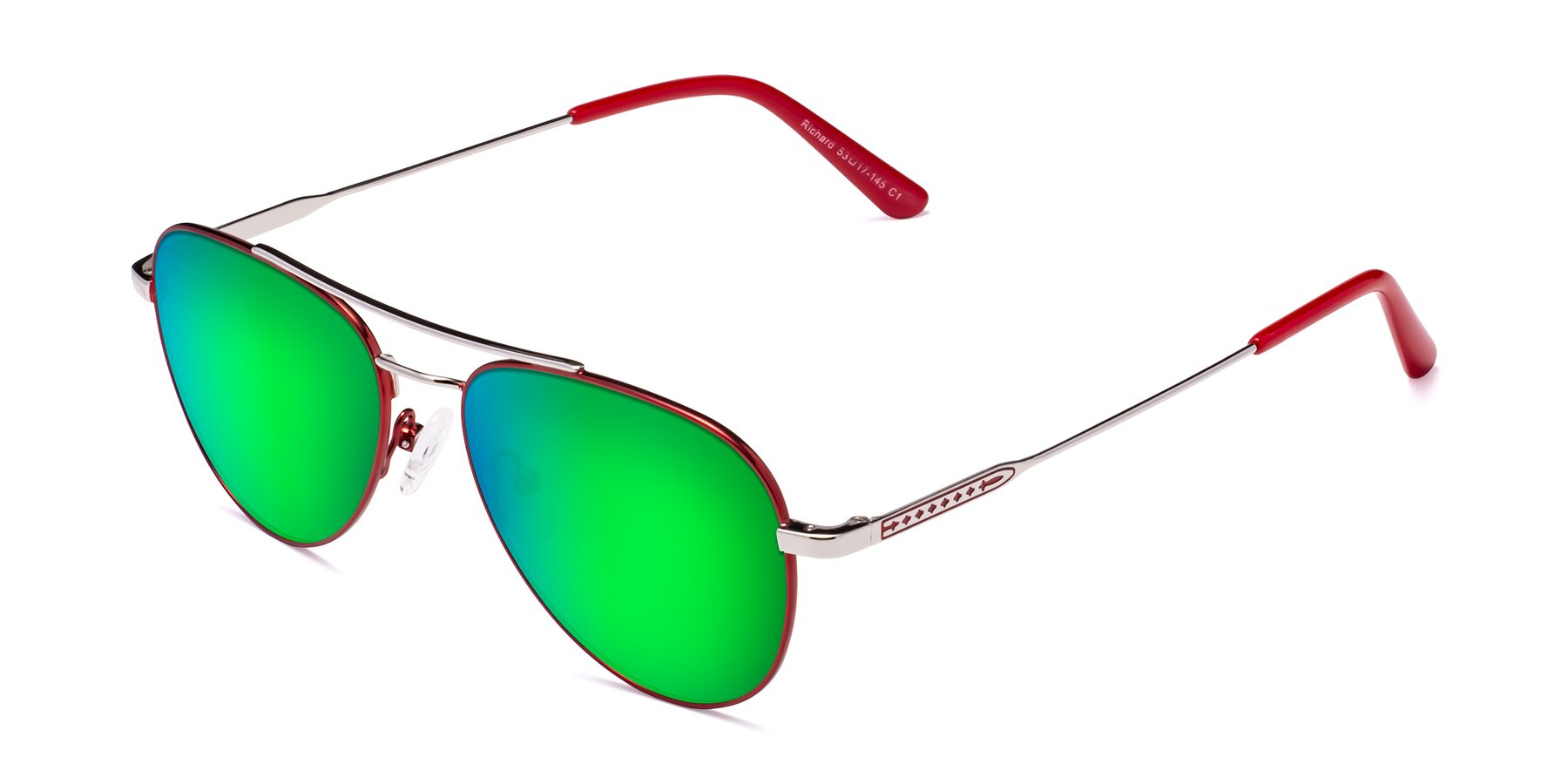 Angle of Richard in Red-Silver with Green Mirrored Lenses