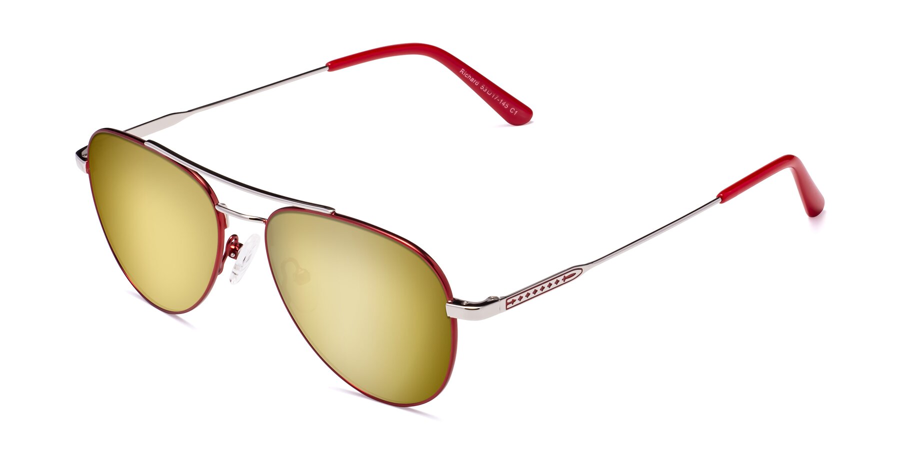 Angle of Richard in Red-Silver with Gold Mirrored Lenses