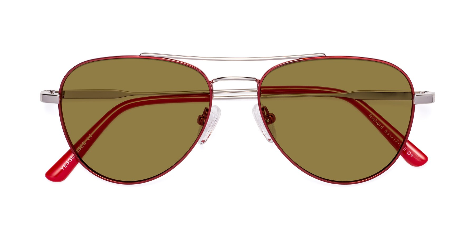Folded Front of Richard in Red-Silver with Brown Polarized Lenses