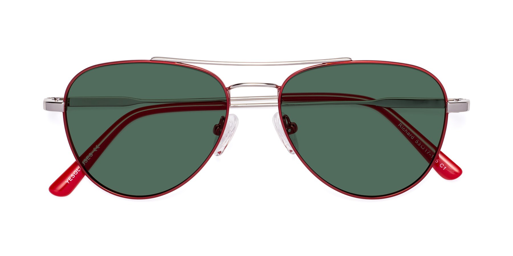 Folded Front of Richard in Red-Silver with Green Polarized Lenses