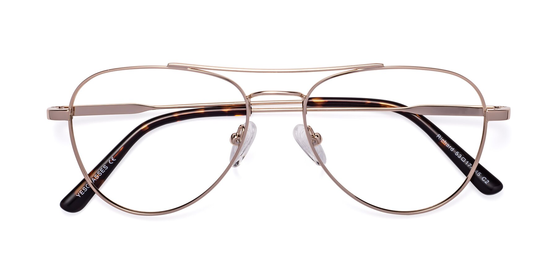Folded Front of Richard in Gold with Clear Reading Eyeglass Lenses