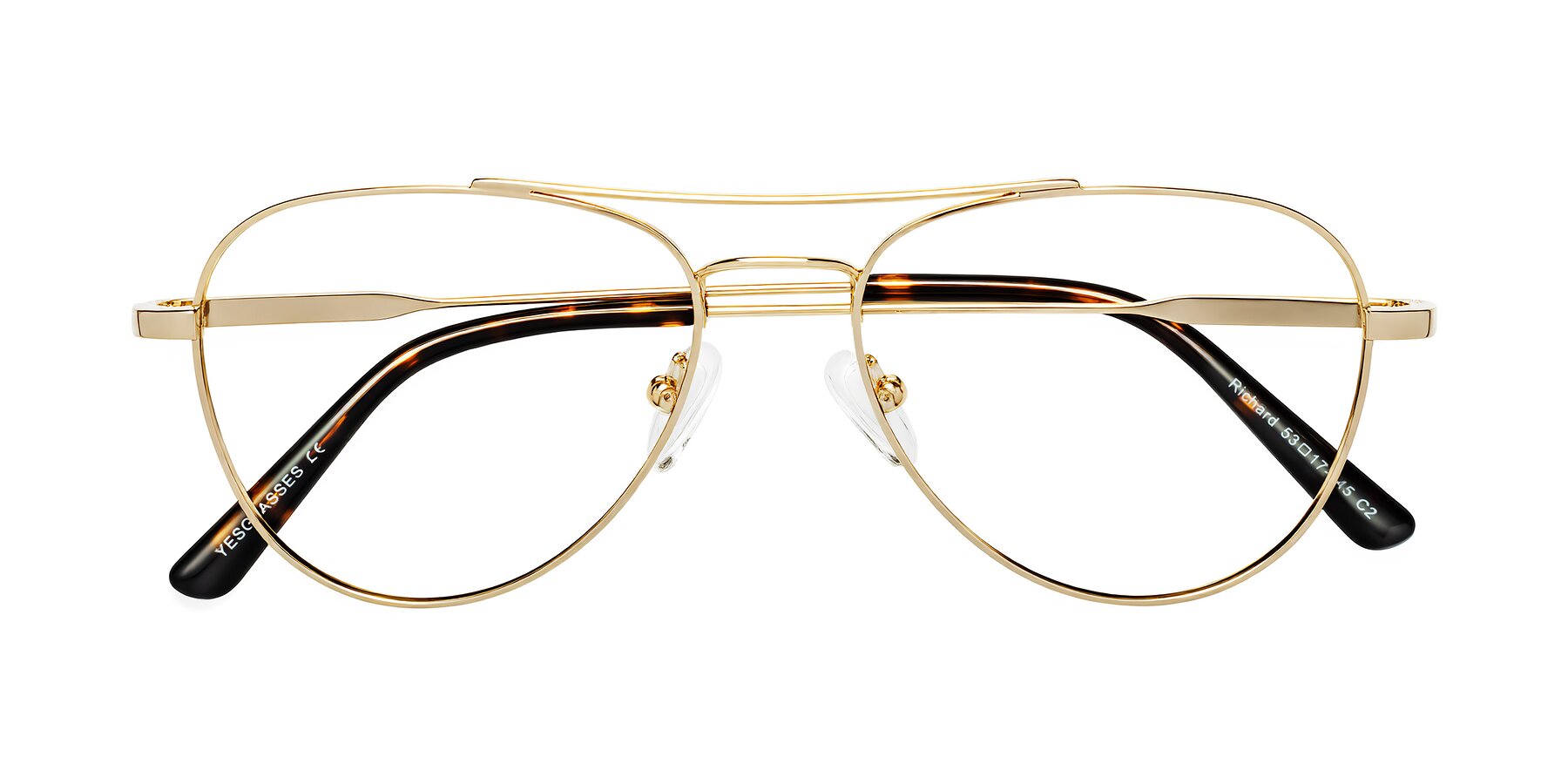 Folded Front of Richard in Gold with Clear Eyeglass Lenses
