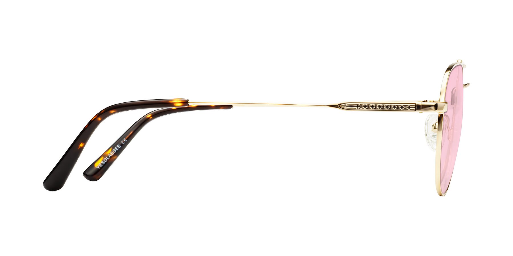 Side of Richard in Gold with Light Pink Tinted Lenses