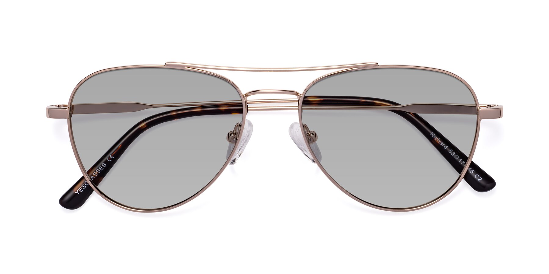 Folded Front of Richard in Gold with Light Gray Tinted Lenses