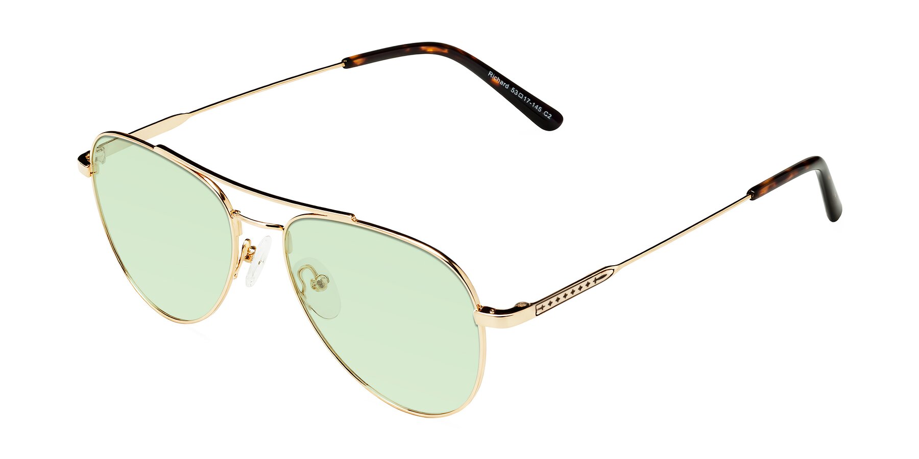 Angle of Richard in Gold with Light Green Tinted Lenses